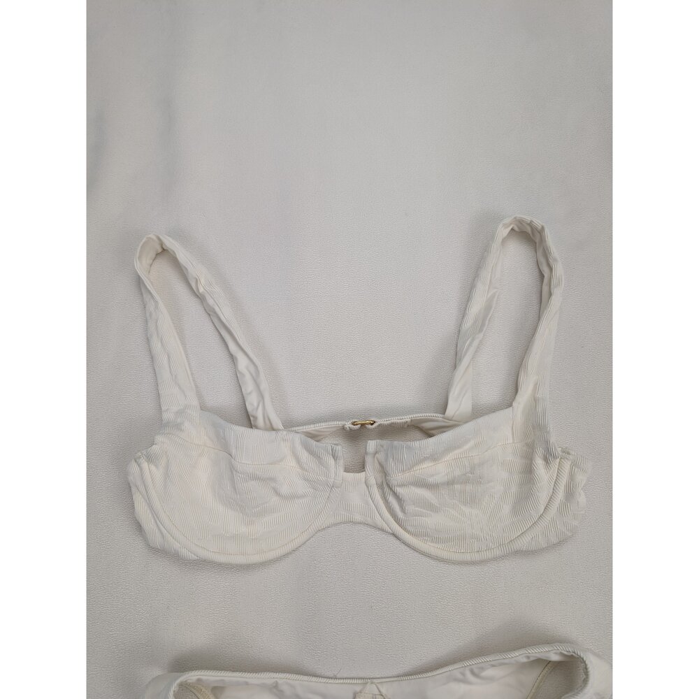 Rails White Ribbed Underwire Bikini Set Top M Bottom S - Picture 7 of 11